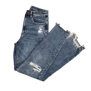 American Eagle Highest Rise Distressed Mom Jeans Stretch - 2 Long